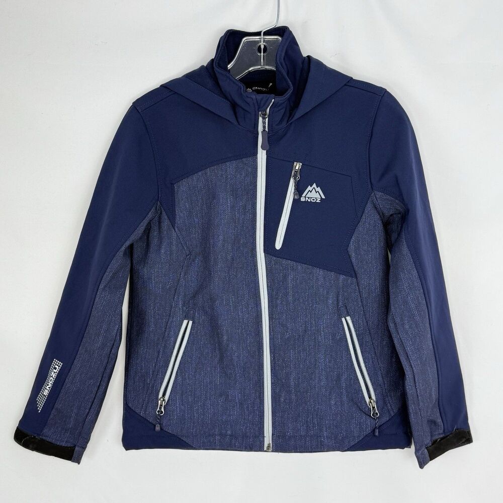 Snozu Jacket Boy M 10/12 Softshell Hooded Full Zip Blue